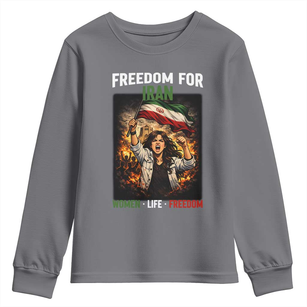 Iran Womens Protest Youth Sweatshirt Freedom For Iran Resistance Movement TS12 Charcoal Print Your Wear
