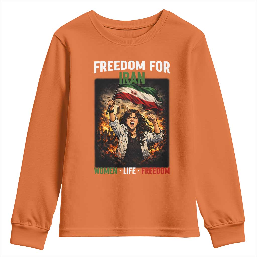 Iran Womens Protest Youth Sweatshirt Freedom For Iran Resistance Movement TS12 Orange Print Your Wear