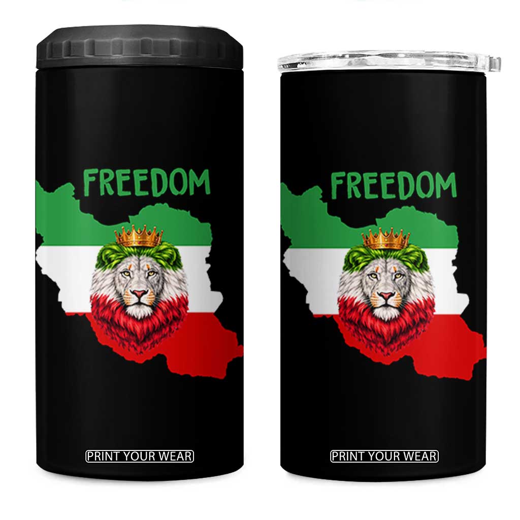 Freedom Iran 4 in 1 Can Cooler Tumbler Patriotic Persian Lion Resistance Movement Gift TS12 One Size: 16 oz Black Print Your Wear