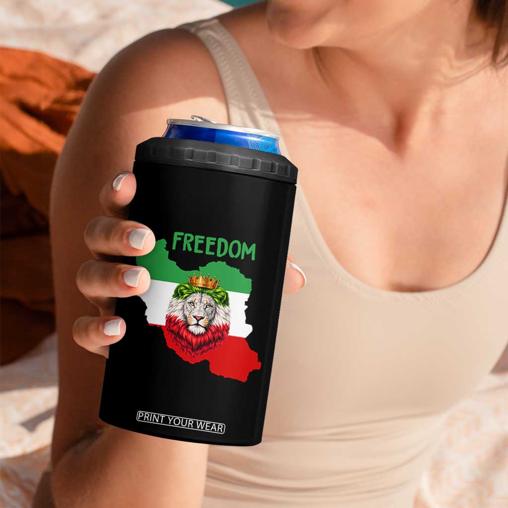 Freedom Iran 4 in 1 Can Cooler Tumbler Patriotic Persian Lion Resistance Movement Gift TS12 Print Your Wear