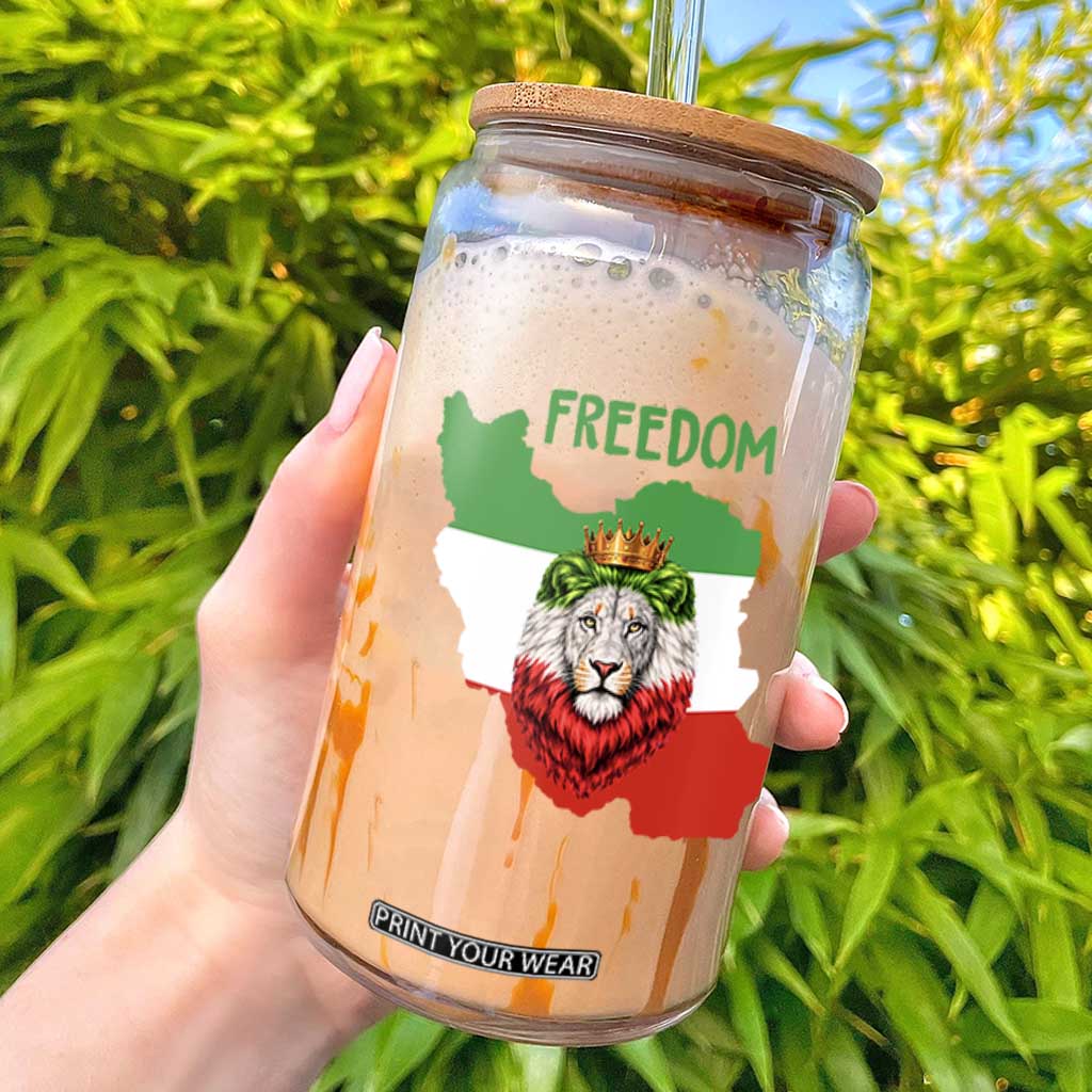 Freedom Iran Glass Can Patriotic Persian Lion Resistance Movement Gift TS12 Black Print Your Wear