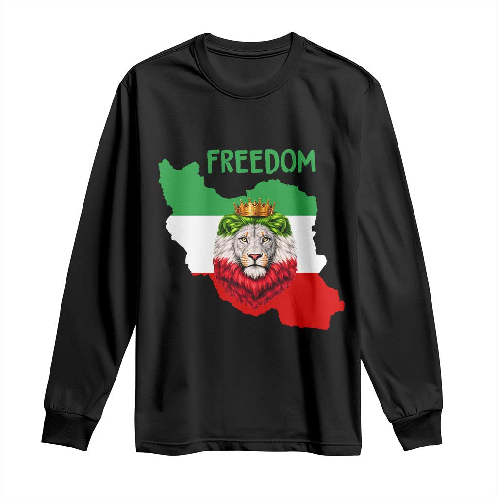 Freedom Iran Long Sleeve Shirt Patriotic Persian Lion Resistance Movement Gift TS12 Black Print Your Wear