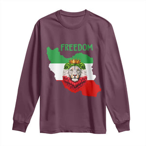 Freedom Iran Long Sleeve Shirt Patriotic Persian Lion Resistance Movement Gift TS12 Maroon Print Your Wear