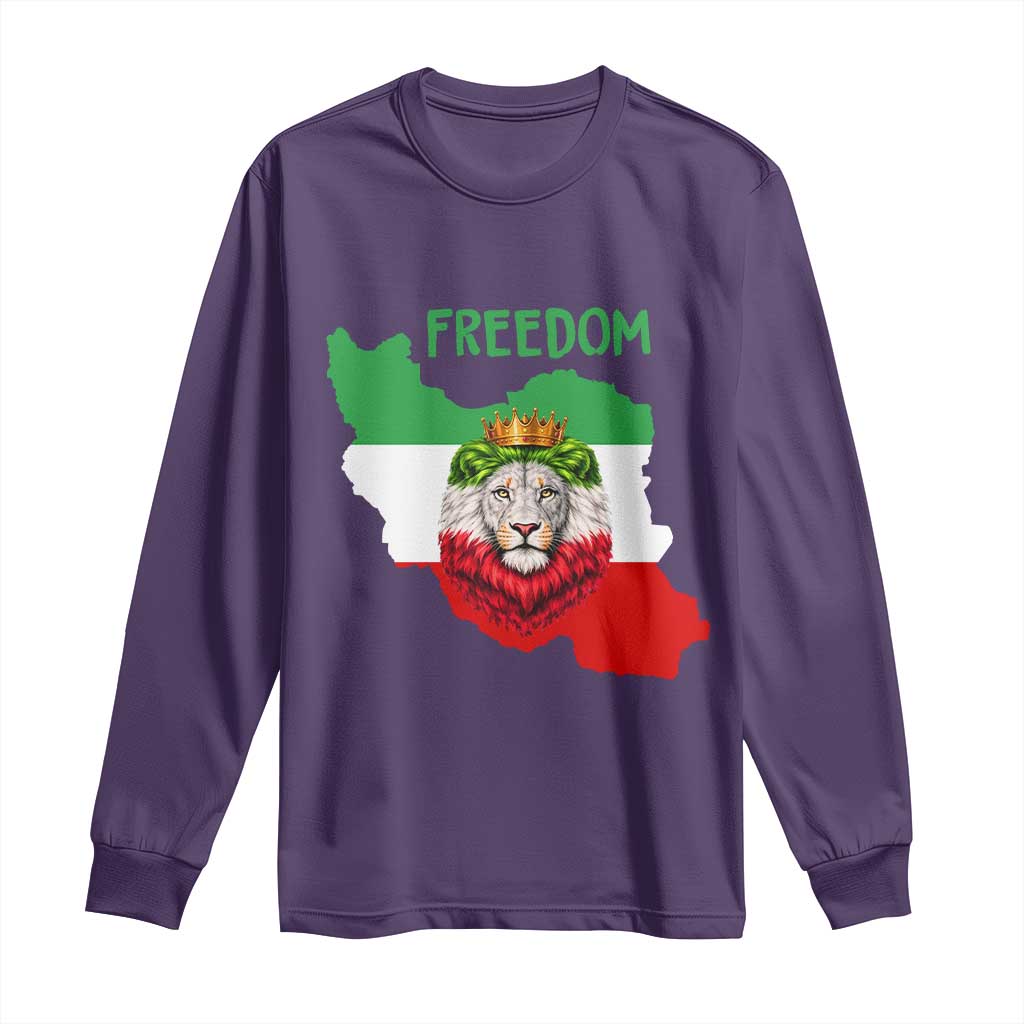 Freedom Iran Long Sleeve Shirt Patriotic Persian Lion Resistance Movement Gift TS12 Purple Print Your Wear