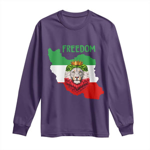 Freedom Iran Long Sleeve Shirt Patriotic Persian Lion Resistance Movement Gift TS12 Purple Print Your Wear