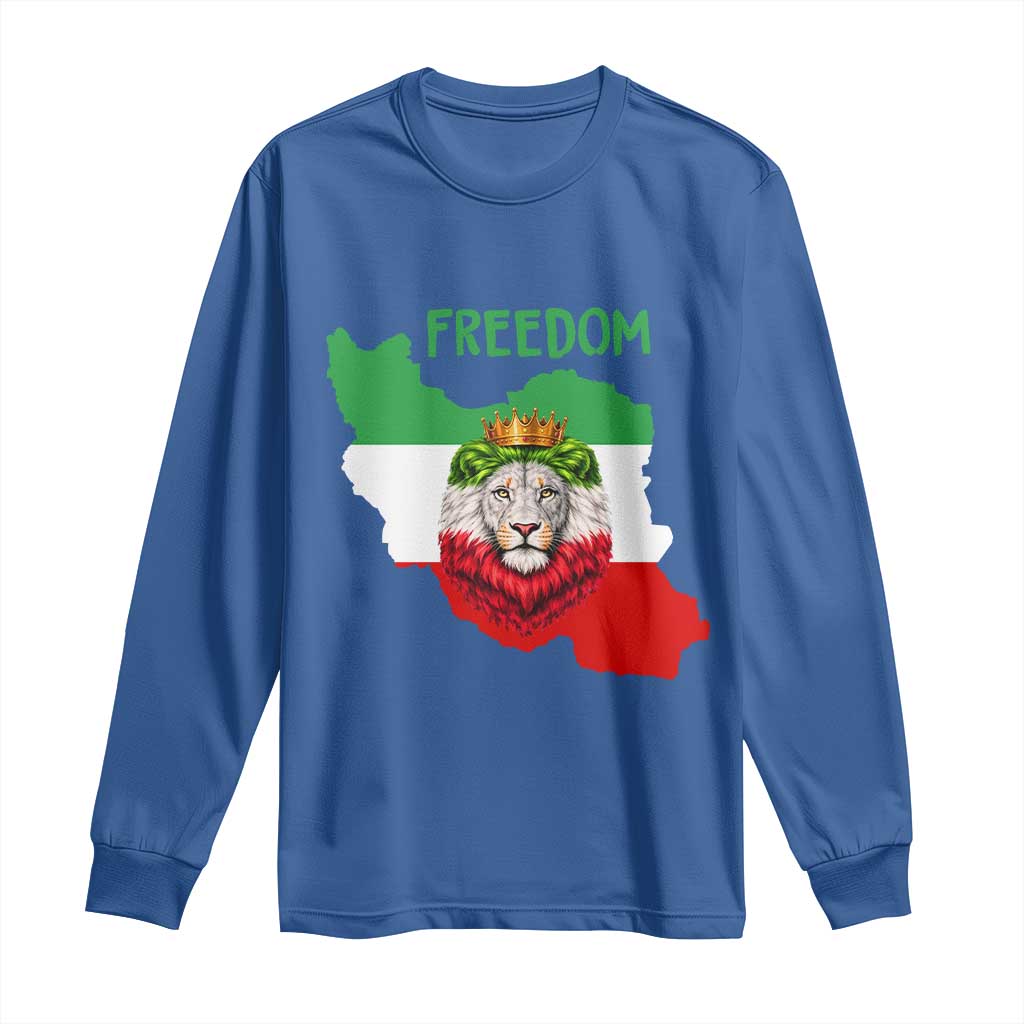 Freedom Iran Long Sleeve Shirt Patriotic Persian Lion Resistance Movement Gift TS12 Royal Blue Print Your Wear