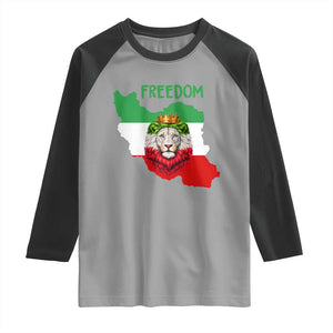 Freedom Iran Raglan Shirt Patriotic Persian Lion Resistance Movement Gift TS12 Sport Gray Black Print Your Wear
