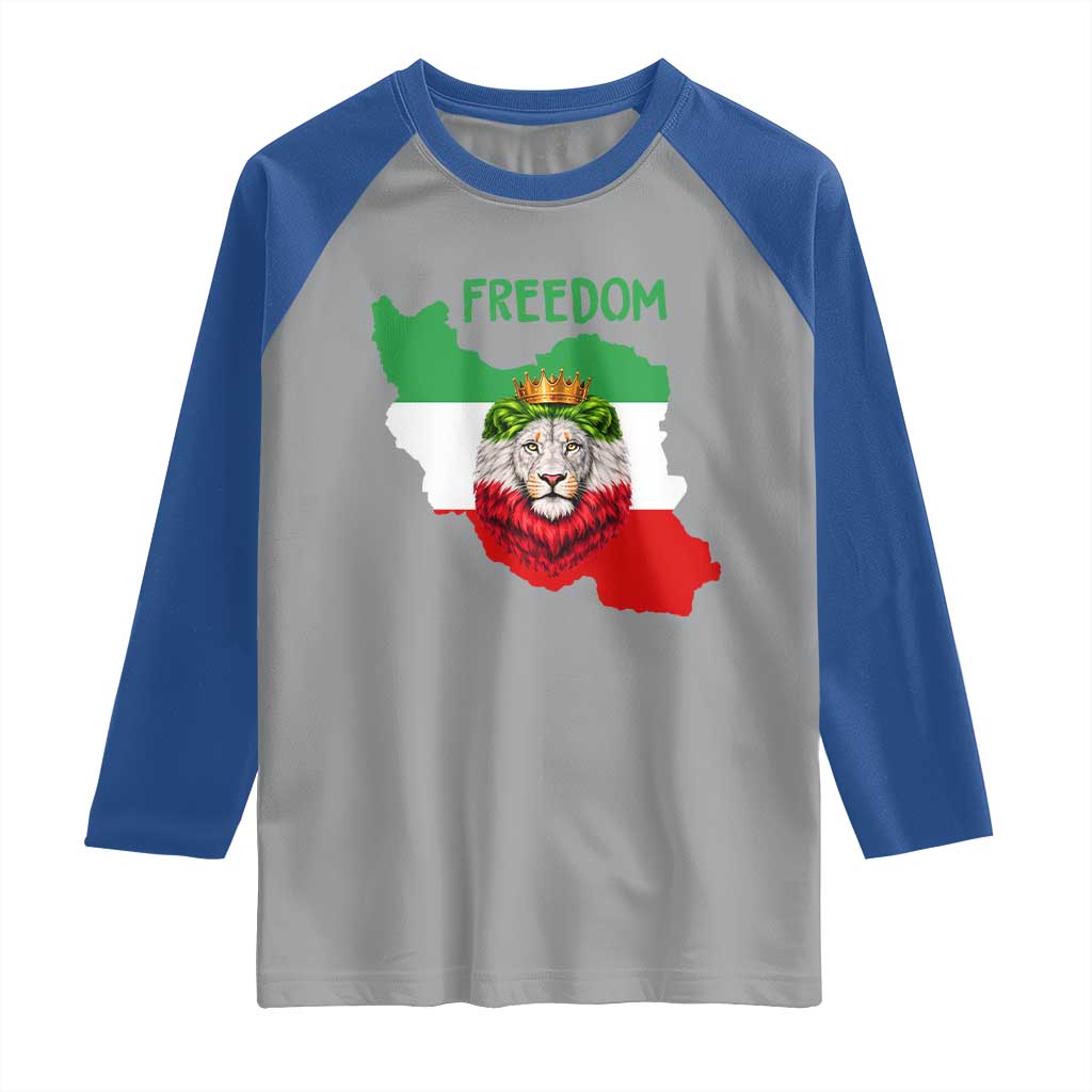 Freedom Iran Raglan Shirt Patriotic Persian Lion Resistance Movement Gift TS12 Sport Gray Royal Print Your Wear