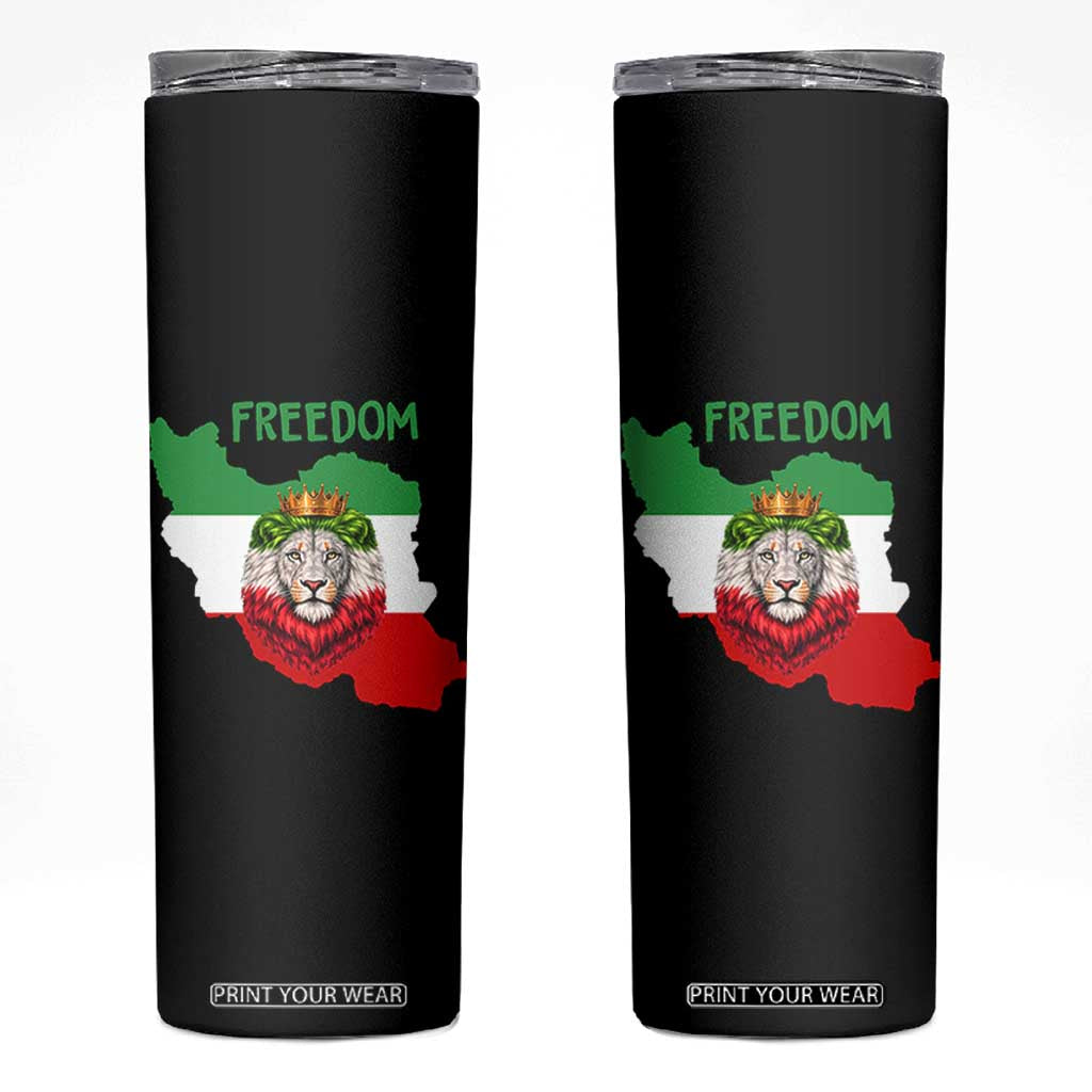 Freedom Iran Skinny Tumbler Patriotic Persian Lion Resistance Movement Gift TS12 Black Print Your Wear