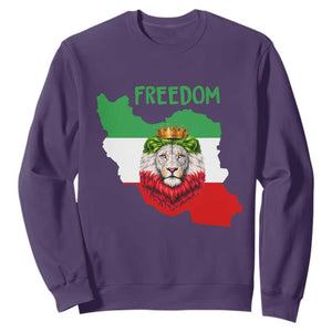 Freedom Iran Sweatshirt Patriotic Persian Lion Resistance Movement Gift TS12 Purple Print Your Wear