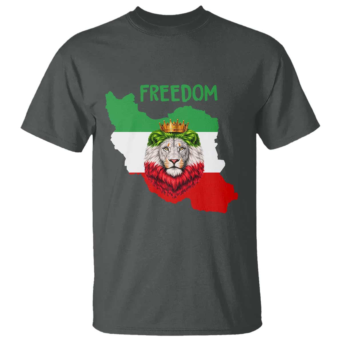 Freedom Iran T Shirt Patriotic Persian Lion Resistance Movement Gift TS12 Dark Heather Print Your Wear