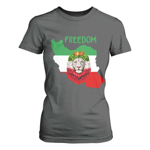 Freedom Iran T Shirt For Women Patriotic Persian Lion Resistance Movement Gift TS12 Dark Heather Print Your Wear