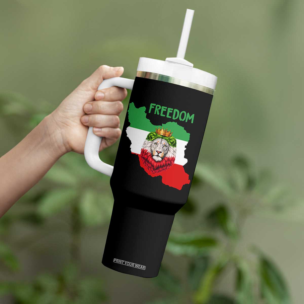 Freedom Iran Tumbler With Handle Patriotic Persian Lion Resistance Movement Gift TS12 Print Your Wear