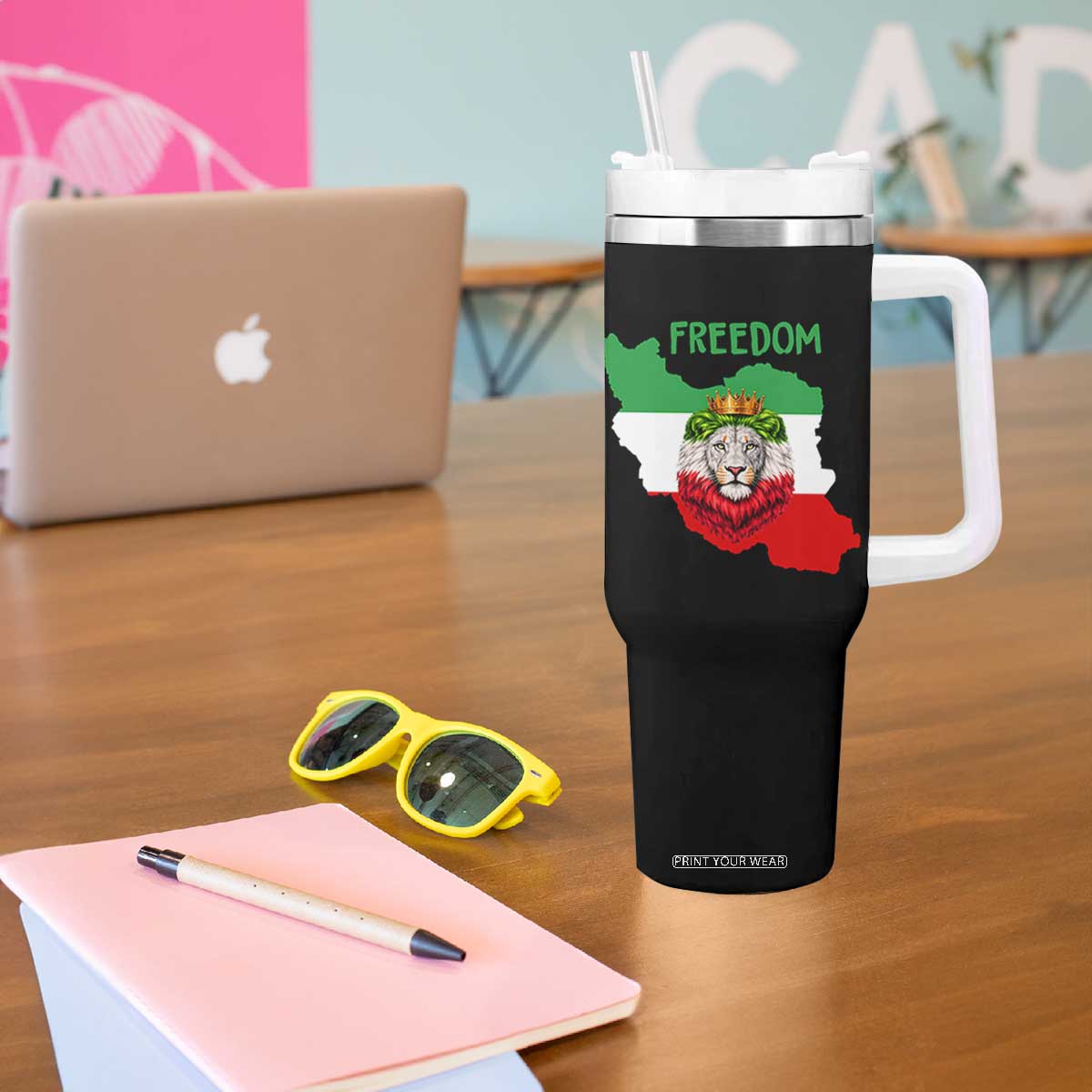 Freedom Iran Tumbler With Handle Patriotic Persian Lion Resistance Movement Gift TS12 Print Your Wear
