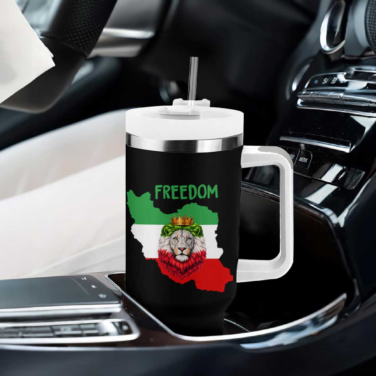 Freedom Iran Tumbler With Handle Patriotic Persian Lion Resistance Movement Gift TS12 Print Your Wear