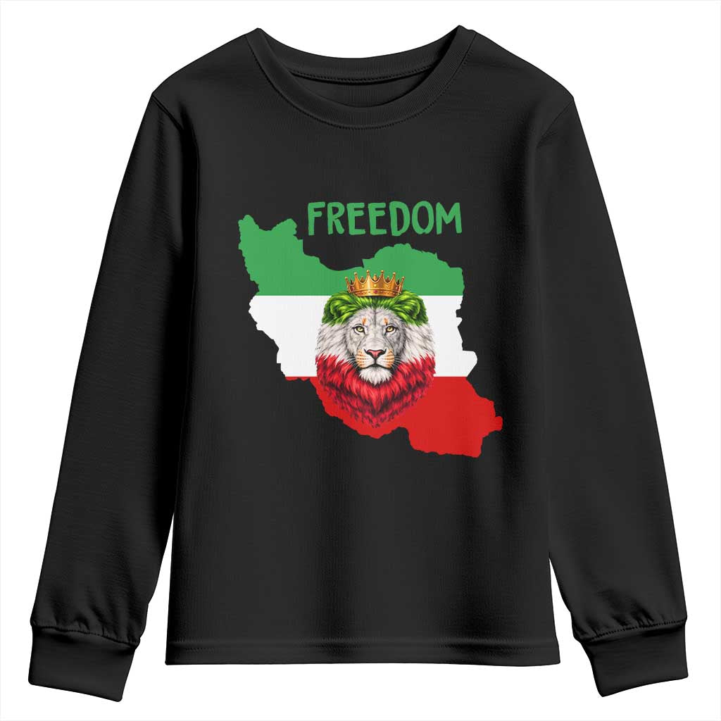 Freedom Iran Youth Sweatshirt Patriotic Persian Lion Resistance Movement Gift TS12 Black Print Your Wear