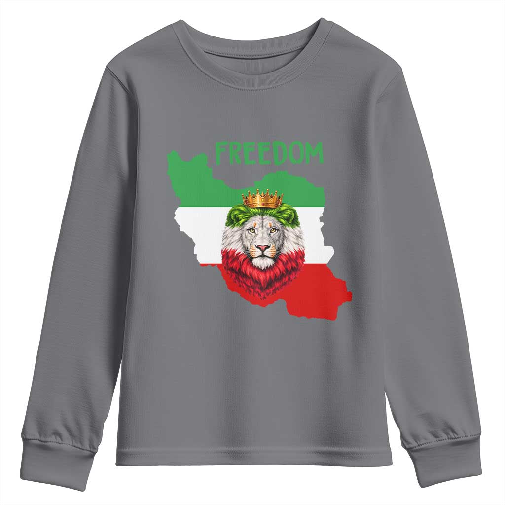 Freedom Iran Youth Sweatshirt Patriotic Persian Lion Resistance Movement Gift TS12 Charcoal Print Your Wear
