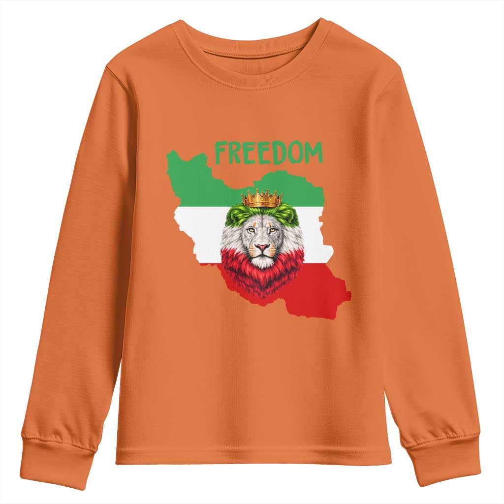 Freedom Iran Youth Sweatshirt Patriotic Persian Lion Resistance Movement Gift TS12 Orange Print Your Wear
