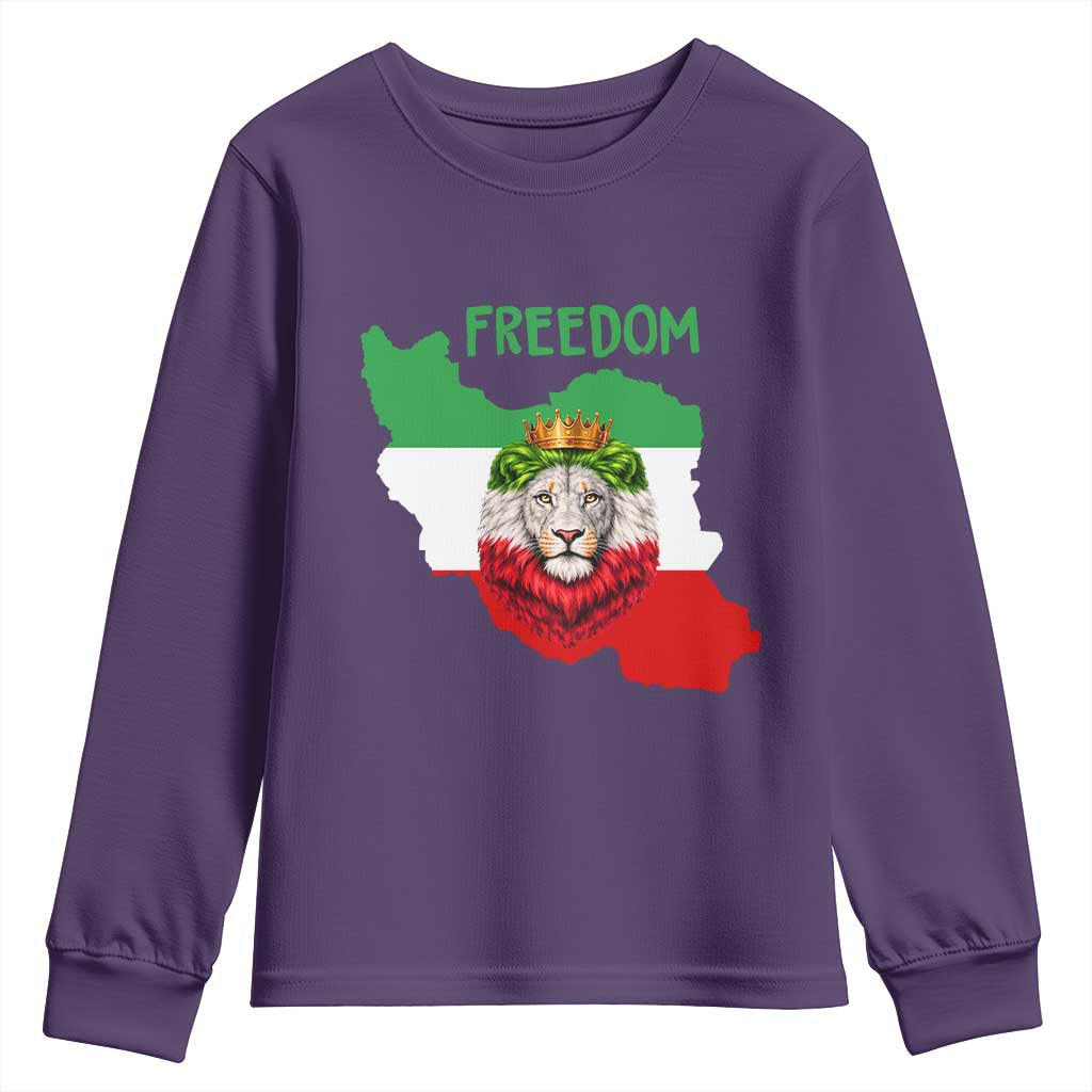 Freedom Iran Youth Sweatshirt Patriotic Persian Lion Resistance Movement Gift TS12 Purple Print Your Wear