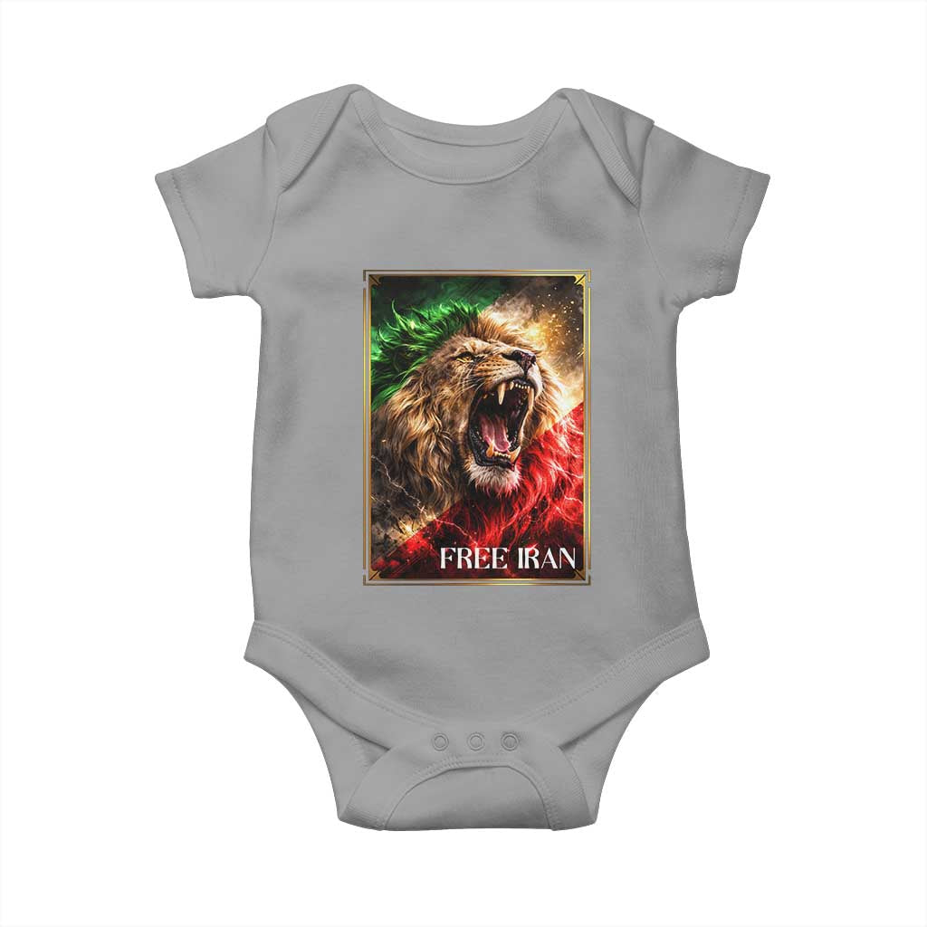 Free Iran Lion Baby Onesie Freedom Resistance Solidarity Movement Gift TS12 Sport Gray Print Your Wear