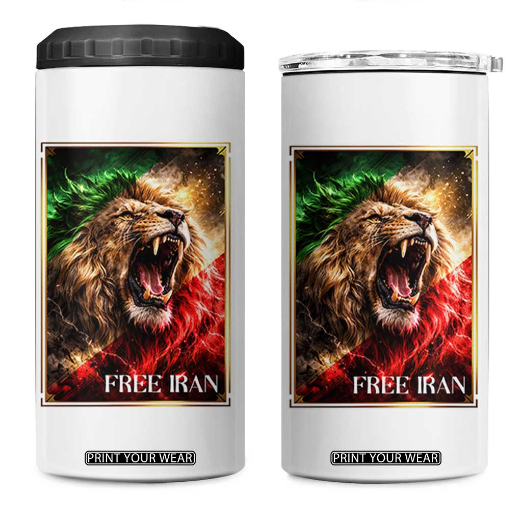 Free Iran Lion 4 in 1 Can Cooler Tumbler Freedom Resistance Solidarity Movement Gift TS12 One Size: 16 oz White Print Your Wear