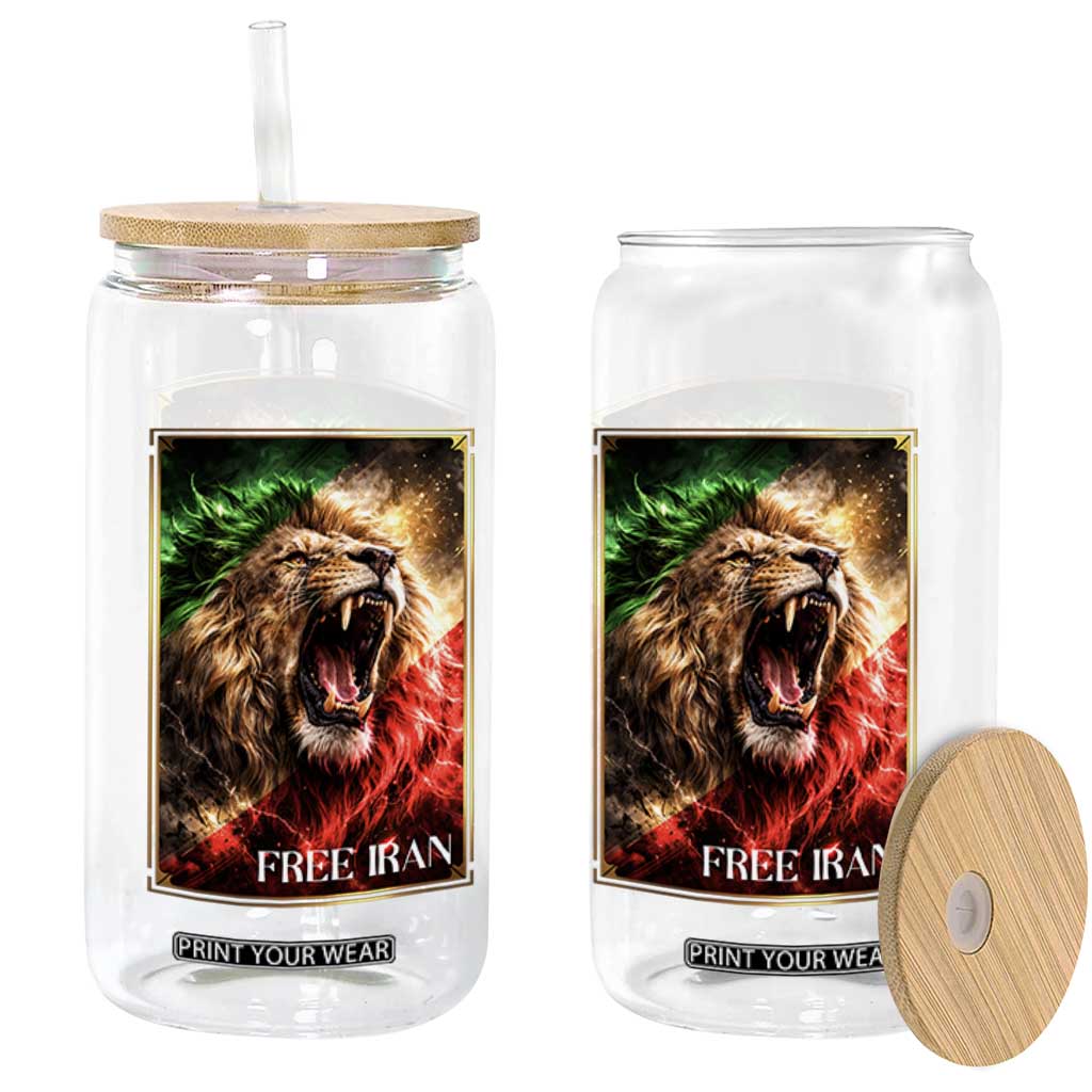 Free Iran Lion Glass Can Freedom Resistance Solidarity Movement Gift TS12 Print Your Wear
