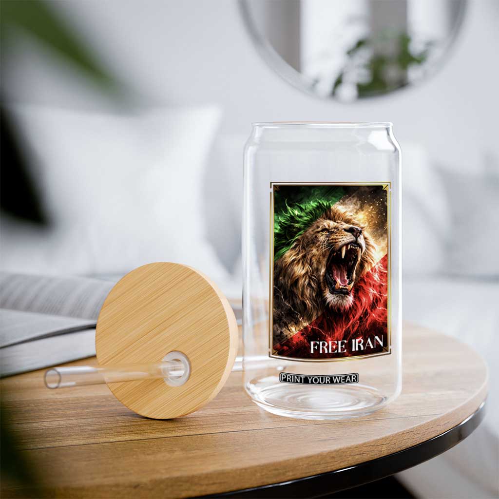 Free Iran Lion Glass Can Freedom Resistance Solidarity Movement Gift TS12 Print Your Wear