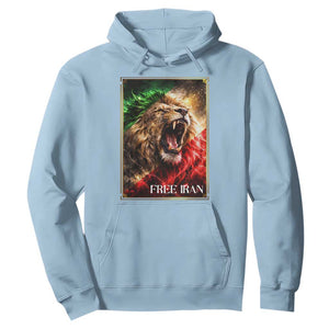 Free Iran Lion Hoodie Freedom Resistance Solidarity Movement Gift TS12 Light Blue Print Your Wear