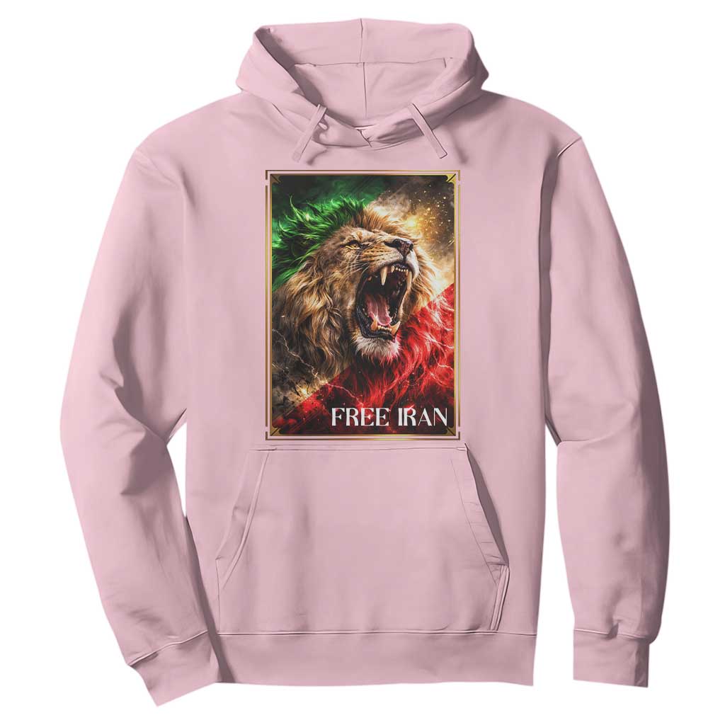 Free Iran Lion Hoodie Freedom Resistance Solidarity Movement Gift TS12 Light Pink Print Your Wear