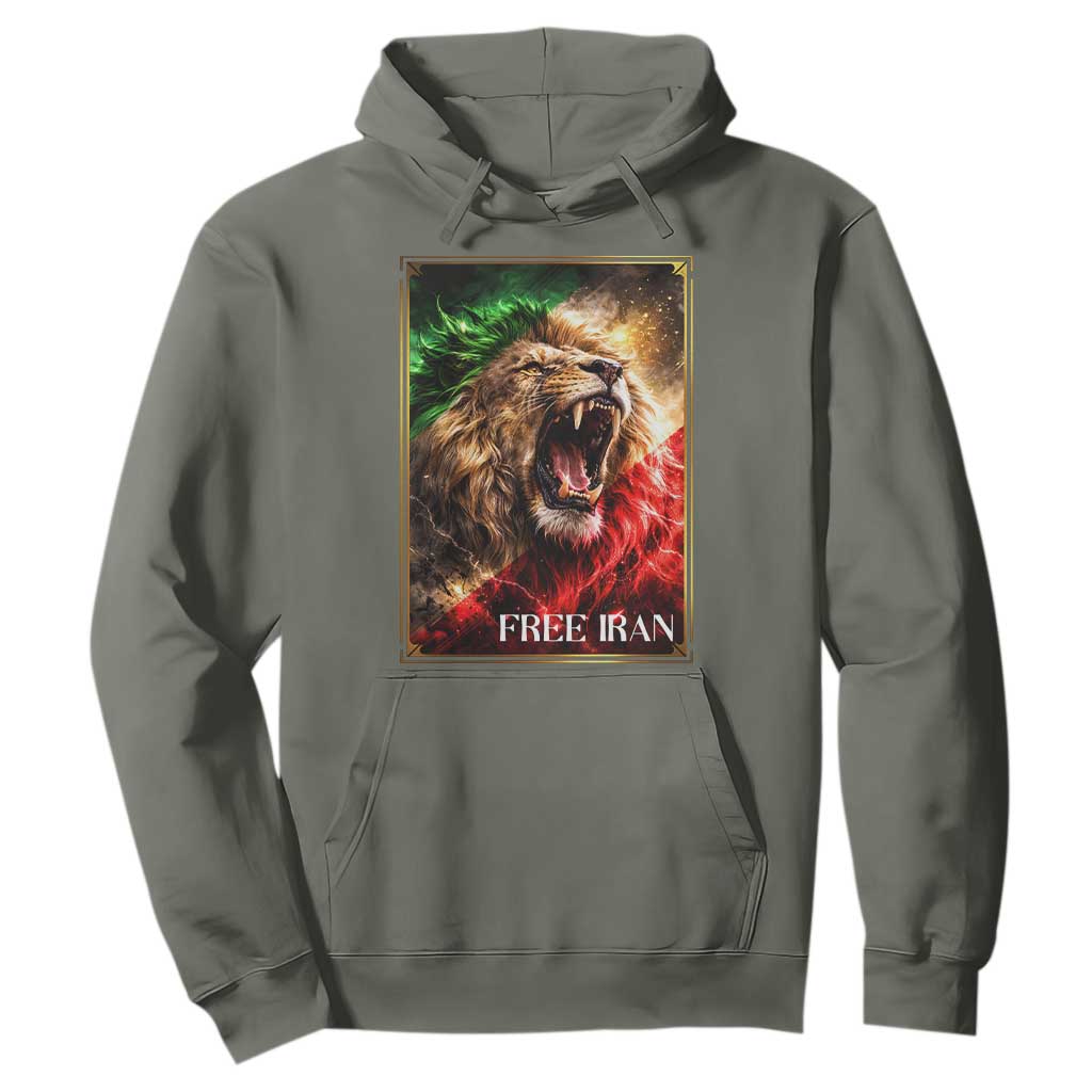 Free Iran Lion Hoodie Freedom Resistance Solidarity Movement Gift TS12 Military Green Print Your Wear
