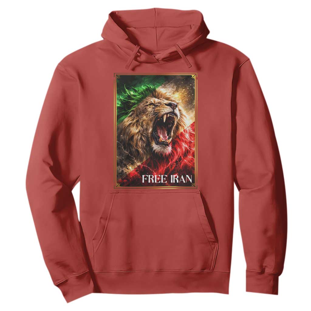 Free Iran Lion Hoodie Freedom Resistance Solidarity Movement Gift TS12 Red Print Your Wear
