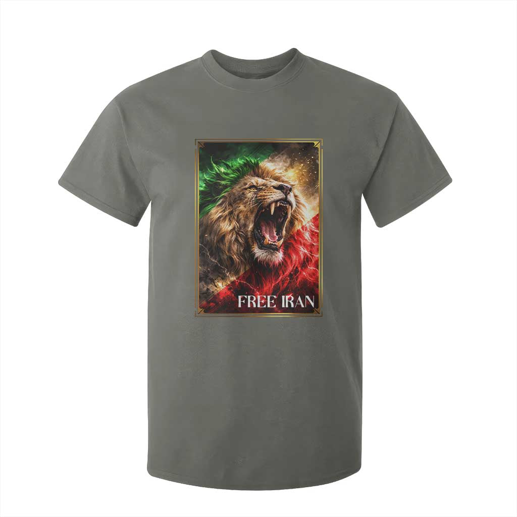Free Iran Lion T Shirt For Kid Freedom Resistance Solidarity Movement Gift TS12 Military Green Print Your Wear