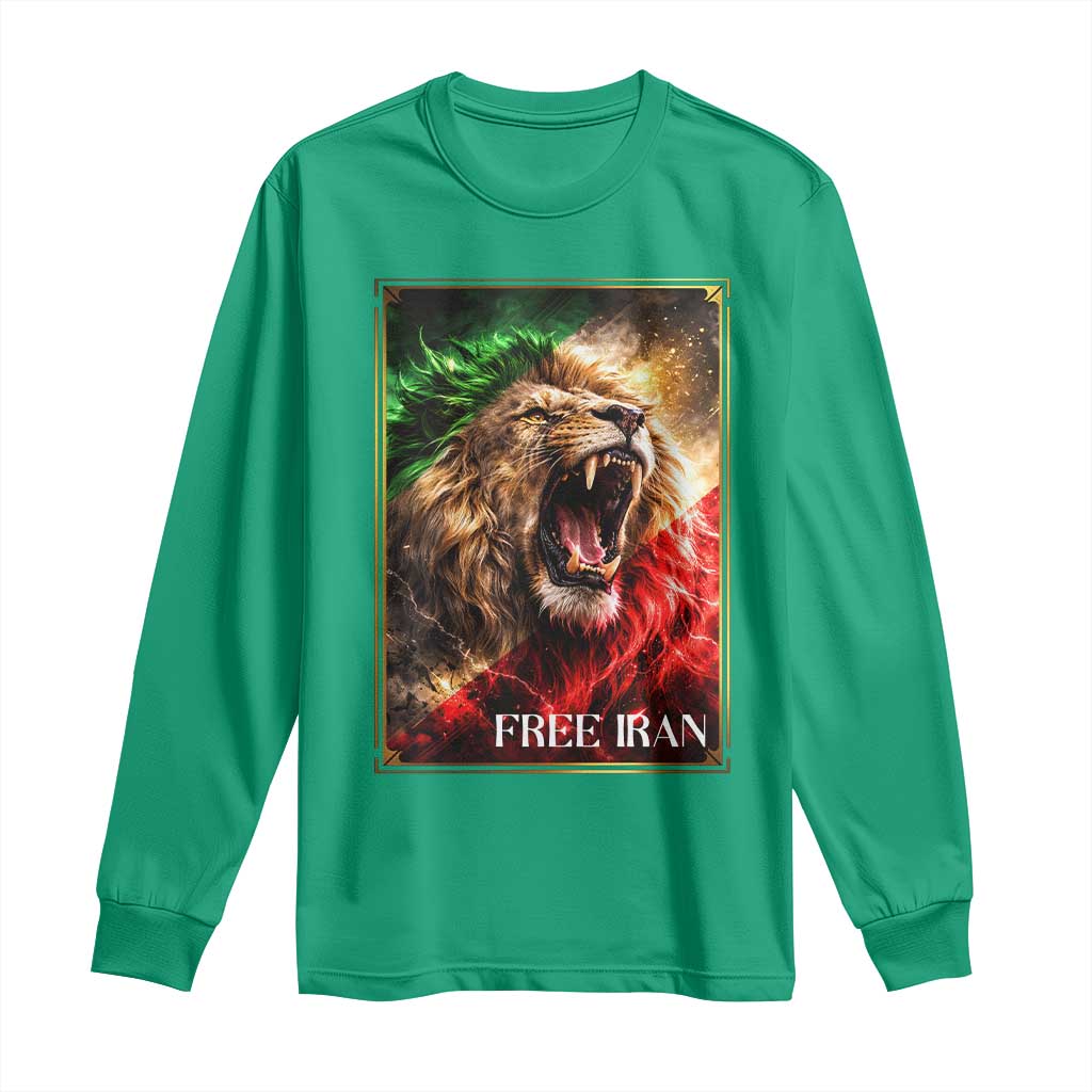 Free Iran Lion Long Sleeve Shirt Freedom Resistance Solidarity Movement Gift TS12 Irish Green Print Your Wear