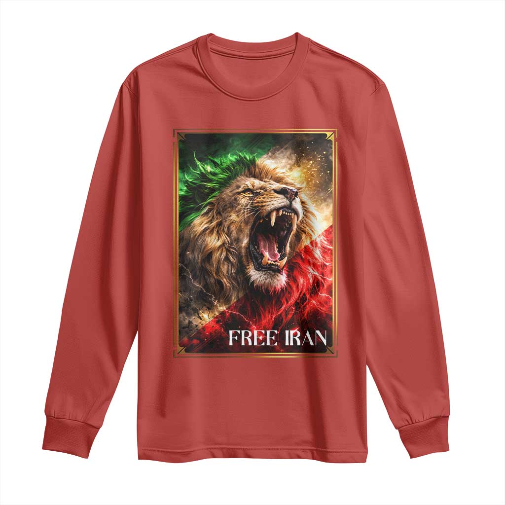 Free Iran Lion Long Sleeve Shirt Freedom Resistance Solidarity Movement Gift TS12 Red Print Your Wear