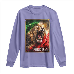 Free Iran Lion Long Sleeve Shirt Freedom Resistance Solidarity Movement Gift TS12 Violet Print Your Wear