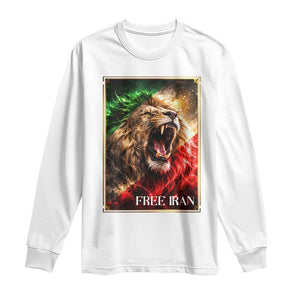 Free Iran Lion Long Sleeve Shirt Freedom Resistance Solidarity Movement Gift TS12 White Print Your Wear