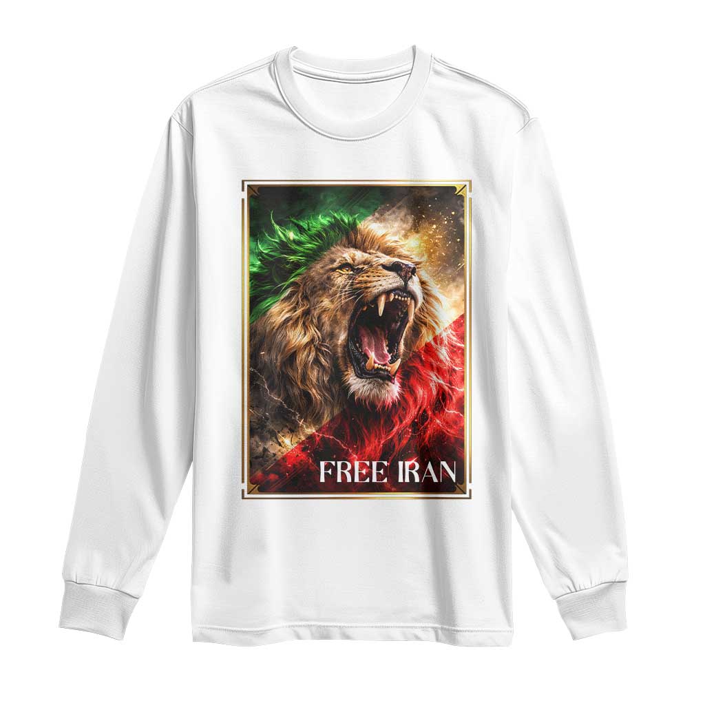 Free Iran Lion Long Sleeve Shirt Freedom Resistance Solidarity Movement Gift TS12 White Print Your Wear