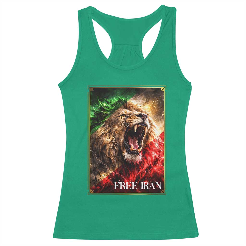 Free Iran Lion Racerback Tank Top Freedom Resistance Solidarity Movement Gift TS12 Irish Green Print Your Wear
