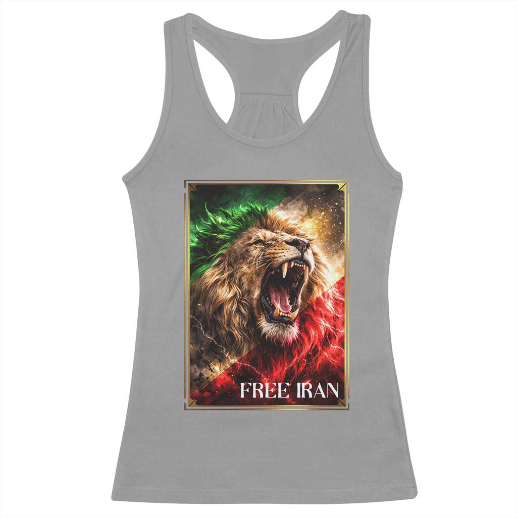 Free Iran Lion Racerback Tank Top Freedom Resistance Solidarity Movement Gift TS12 Sport Gray Print Your Wear