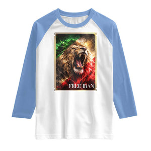 Free Iran Lion Raglan Shirt Freedom Resistance Solidarity Movement Gift TS12 White Carolina Blue Print Your Wear