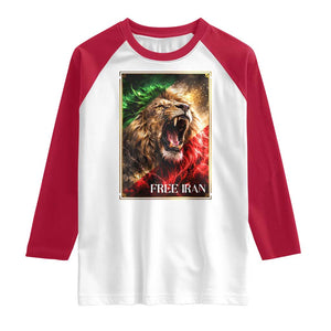 Free Iran Lion Raglan Shirt Freedom Resistance Solidarity Movement Gift TS12 White Red Print Your Wear