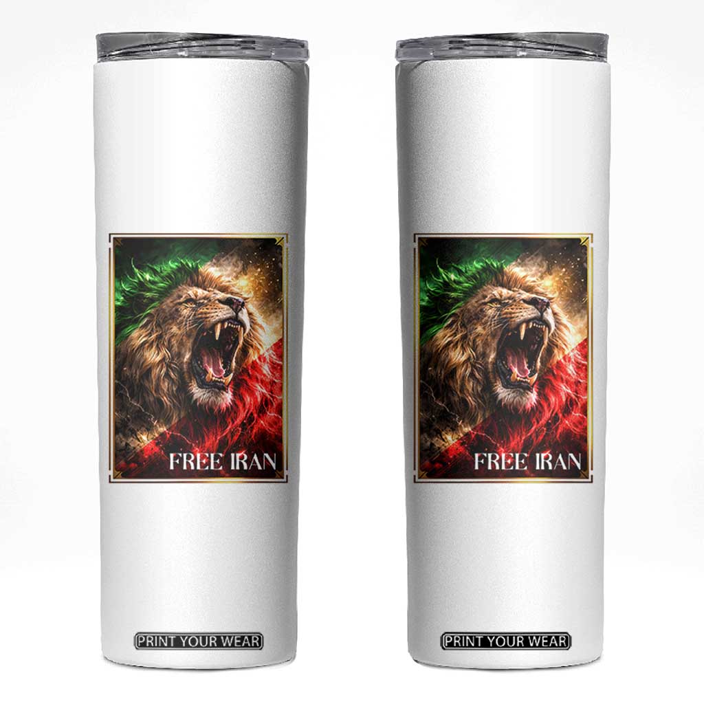 Free Iran Lion Skinny Tumbler Freedom Resistance Solidarity Movement Gift TS12 White Print Your Wear