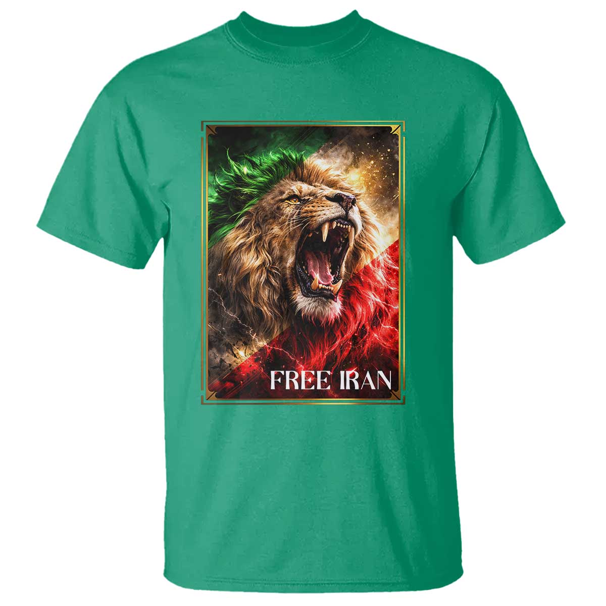 Free Iran Lion T Shirt Freedom Resistance Solidarity Movement Gift TS12 Irish Green Print Your Wear