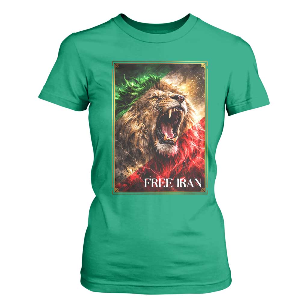 Free Iran Lion T Shirt For Women Freedom Resistance Solidarity Movement Gift TS12 Irish Green Print Your Wear