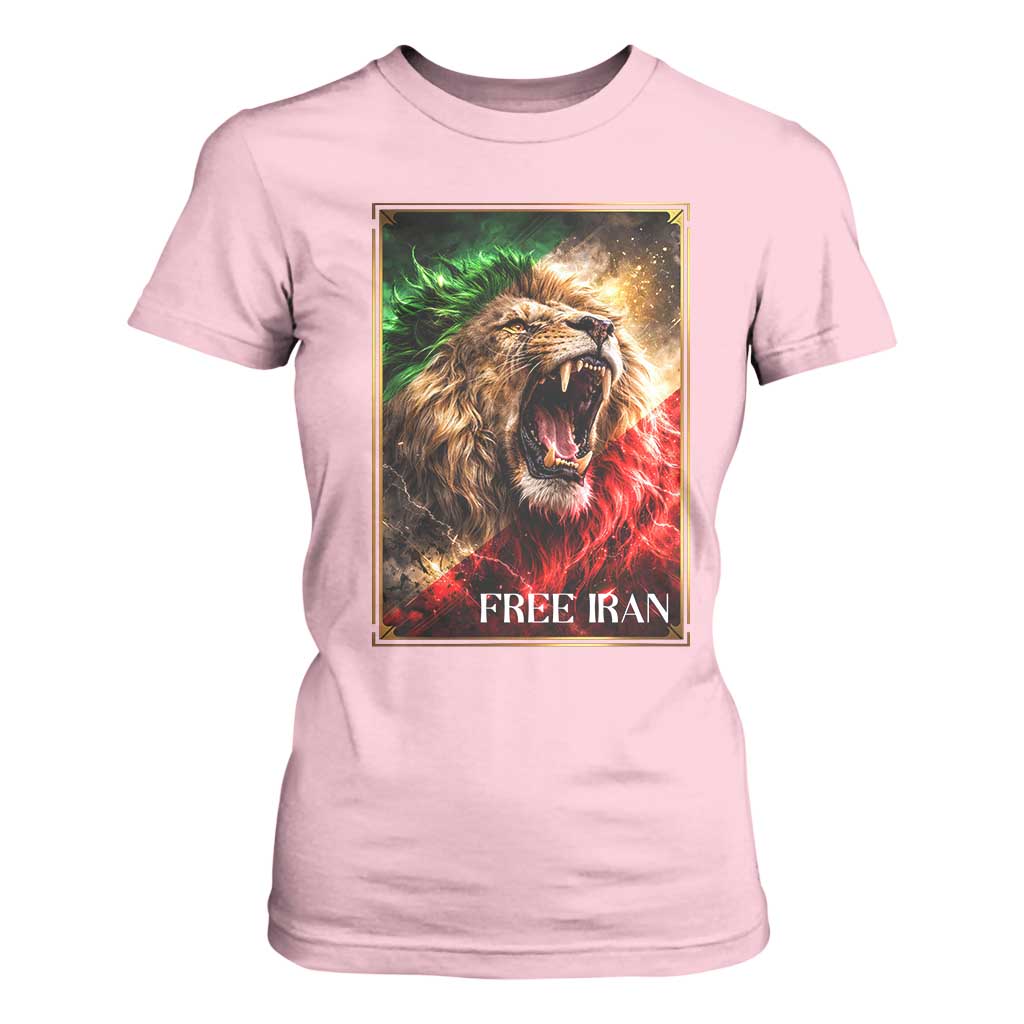 Free Iran Lion T Shirt For Women Freedom Resistance Solidarity Movement Gift TS12 Light Pink Print Your Wear