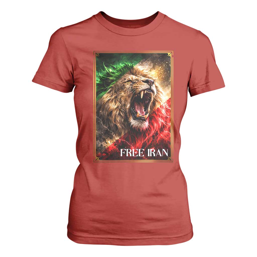 Free Iran Lion T Shirt For Women Freedom Resistance Solidarity Movement Gift TS12 Red Print Your Wear