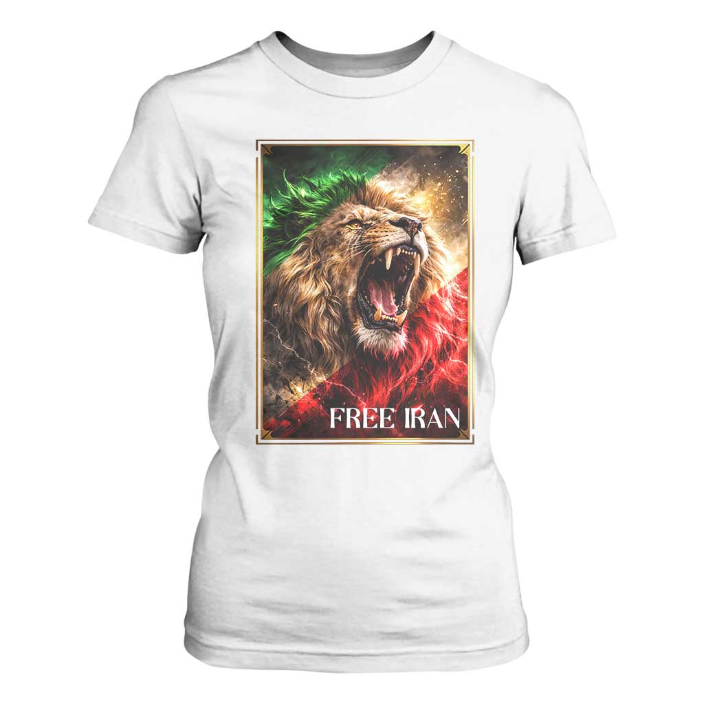 Free Iran Lion T Shirt For Women Freedom Resistance Solidarity Movement Gift TS12 White Print Your Wear