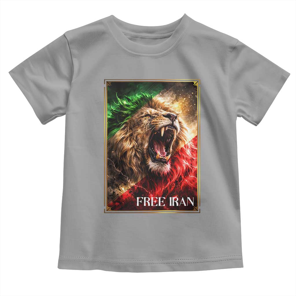 Free Iran Lion Toddler T Shirt Freedom Resistance Solidarity Movement Gift TS12 Sport Gray Print Your Wear