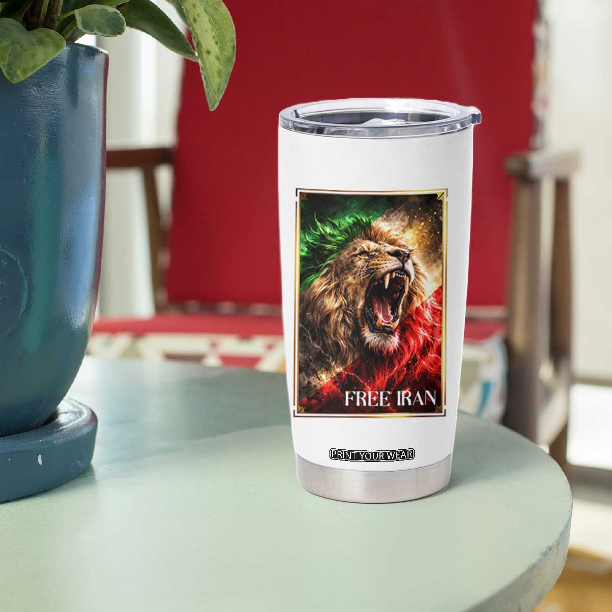 Free Iran Lion Tumbler Cup Freedom Resistance Solidarity Movement Gift TS12 Print Your Wear