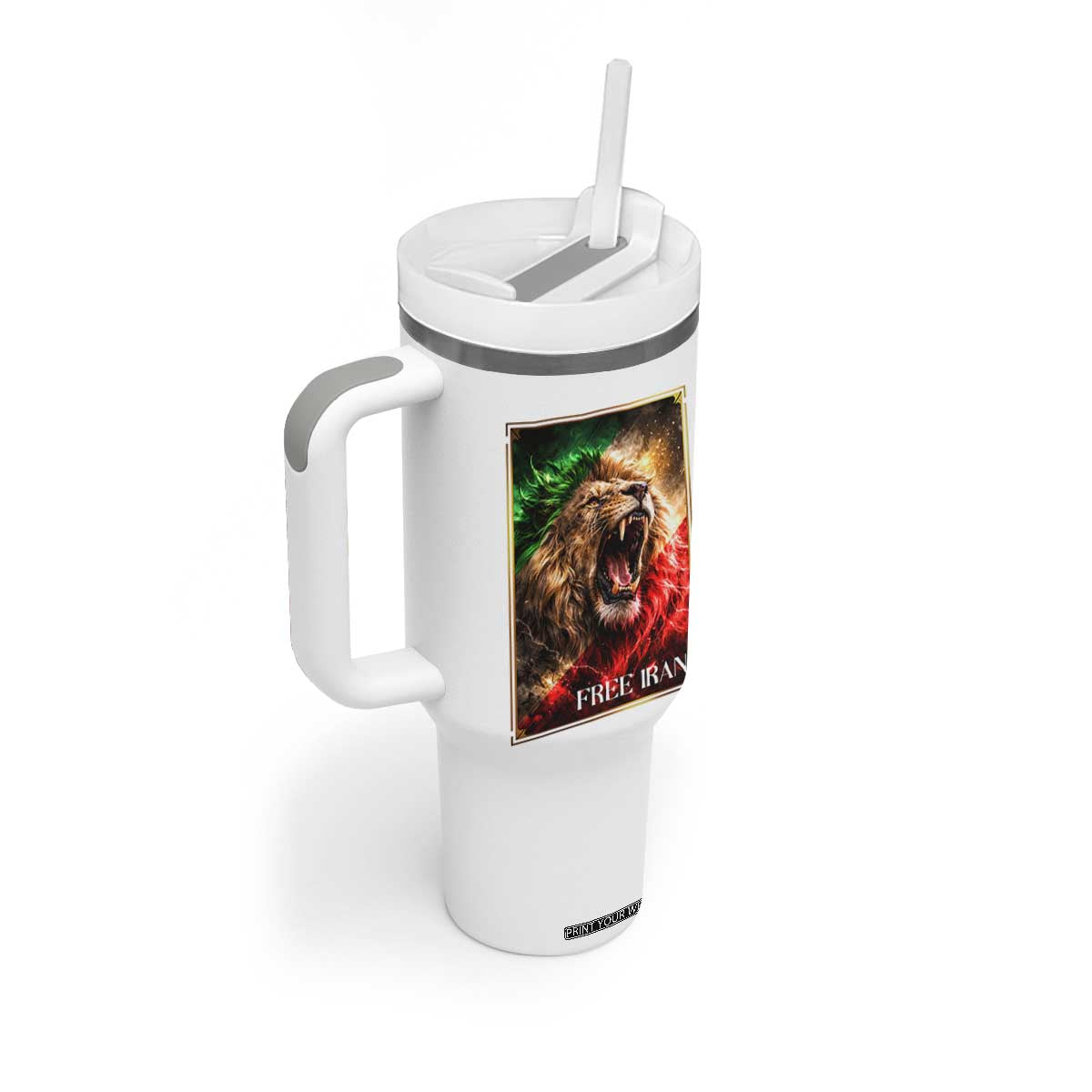 Free Iran Lion Tumbler With Handle Freedom Resistance Solidarity Movement Gift TS12 Print Your Wear